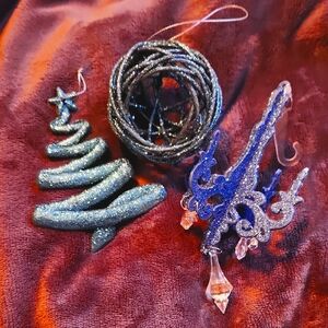 Glittery Blue Christmas Ornaments